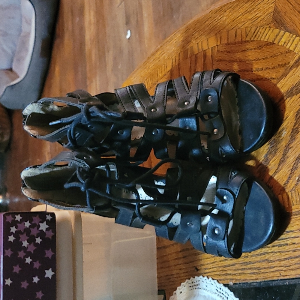 Lace up wedges